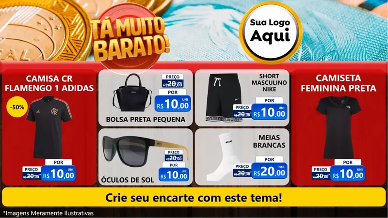 Modelo de TV para TV Horizontal com o tema Está Muito Barato para Roupas e acessórios