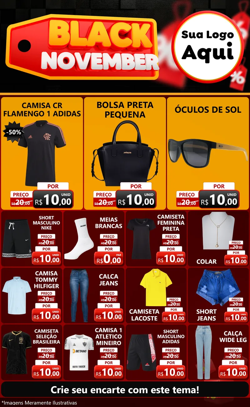 Modelo de Encarte para Encarte Grande com o tema Black November para Roupas e acessórios