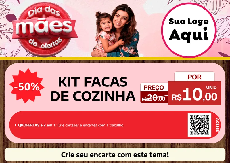 Modelo de Cartaz para Cartaz A4 Horizontal com o tema Dia Das Mães De Ofertas para Utilidades Domésticas