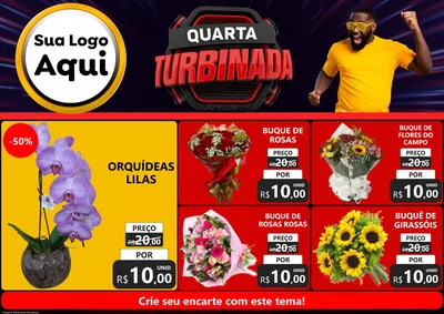 Modelo de Encarte para Encarte A4 Horizontal com o tema Quarta Turbinada para Floricultura e jardim