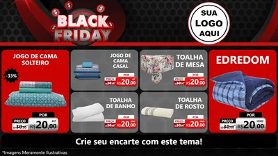 Modelo de TV para TV Horizontal com o tema Black Friday para Cama, Mesa e Banho