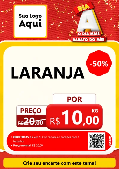 Modelo de Cartaz para Cartaz A4 Vertical com o tema Dia A o Dia Mais Barato do Mês para Hortifrúti