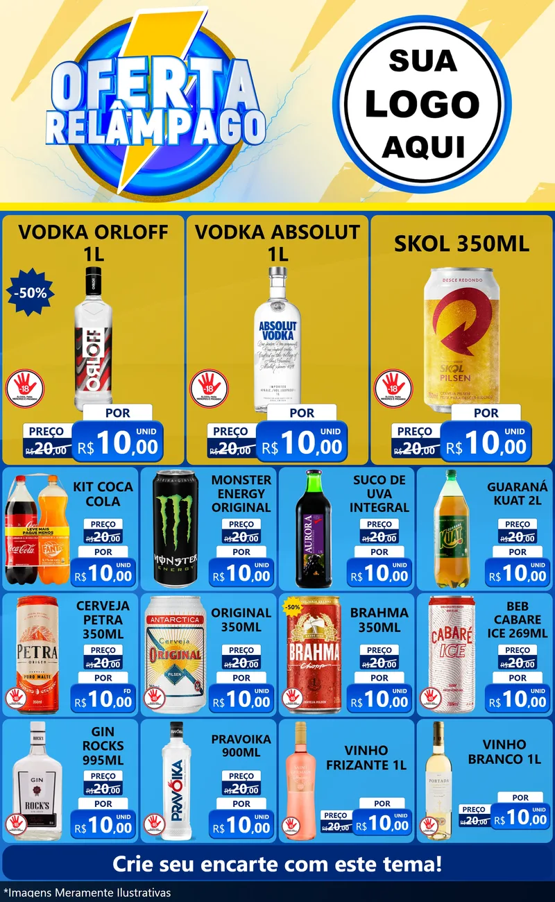 Modelo de Encarte para Encarte Grande com o tema Oferta Relâmpago para Distribuidora de bebidas