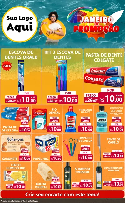 Modelo de Encarte para Encarte Grande com o tema Janeiro de Promoção para Higiene Pessoal