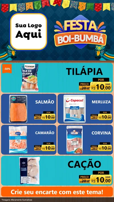 Modelo de TV para TV Vertical com o tema Festa Boi Bumbá para Peixaria