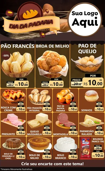 Modelo de Encarte para Encarte Grande com o tema Dia da Padaria para Padaria