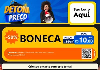 Modelo de Cartaz para Cartaz A4 Horizontal com o tema Detona Preços para Brinquedos