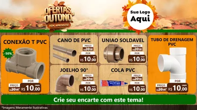 Modelo de TV para TV Horizontal com o tema Ofertas de Outono - Vem, Aproveite! para Tubos e conexões