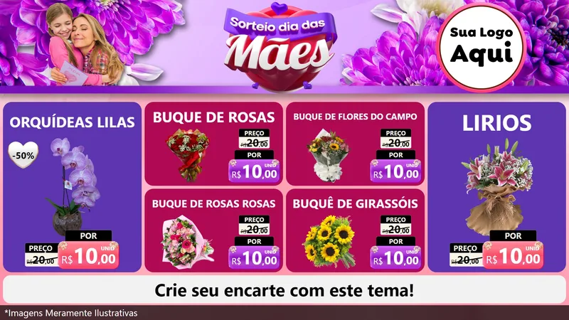 Modelo de TV para TV Horizontal com o tema Sorteio Dia das Mães para Floricultura e jardim