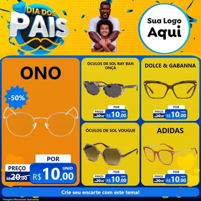 Modelo de Rede Social para Feed Facebook com o tema Dia dos Pais para Óticas