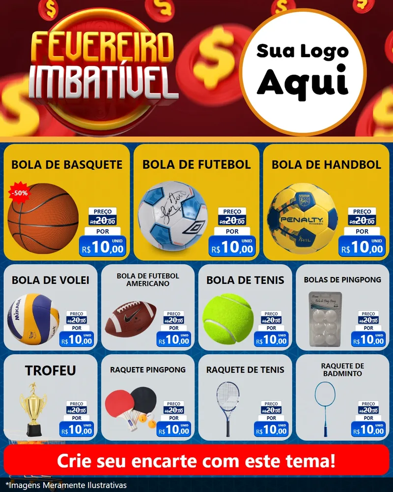 Modelo de Rede Social para Feed Instagram com o tema Fevereiro Imbatível para Artigos Esportivos