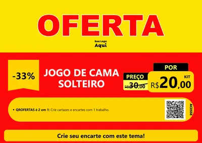 Modelo de Cartaz para Cartaz A4 Horizontal com o tema OFERTA - Vermelho Cartaz para Cama, Mesa e Banho