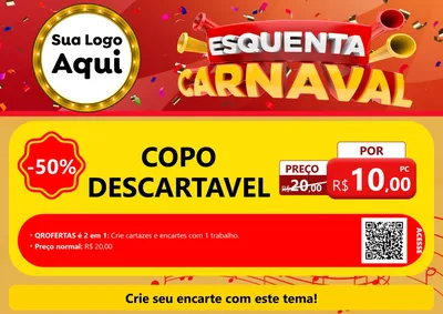 Modelo de Cartaz para Cartaz A4 Horizontal com o tema Esquenta Carnaval para Embalagens