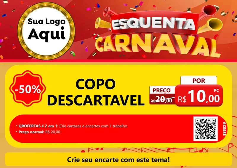 Modelo de Cartaz para Cartaz A4 Horizontal com o tema Esquenta Carnaval para Embalagens