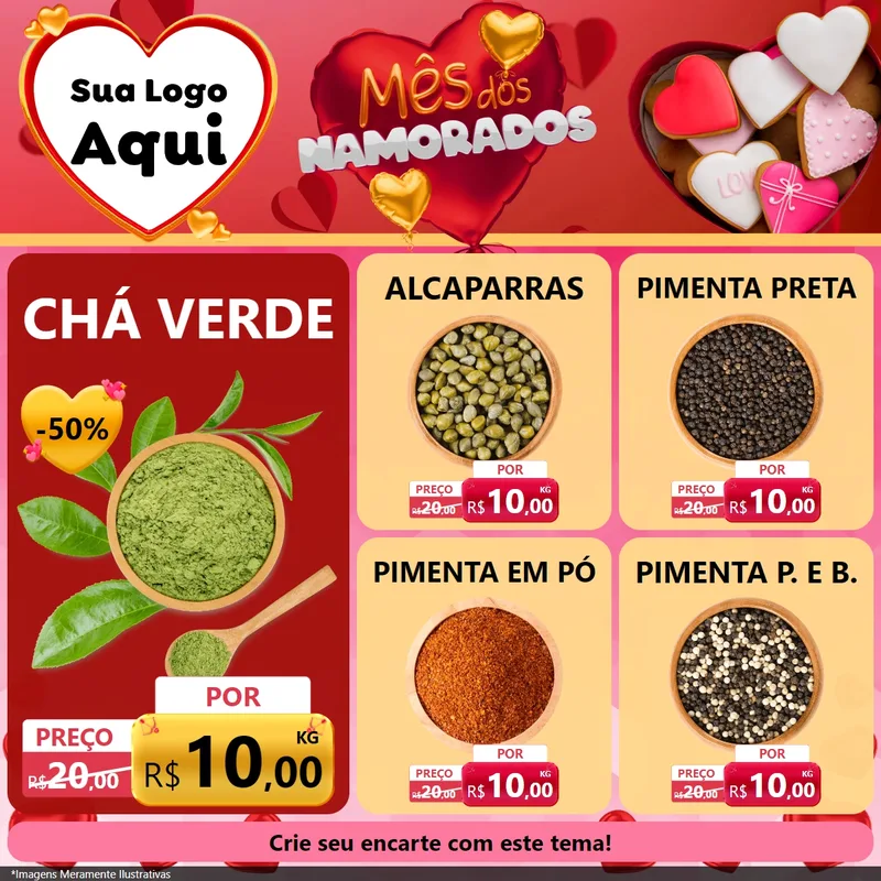 Modelo de Rede Social para Feed Facebook com o tema Mês dos Namorados para Produtos Naturais