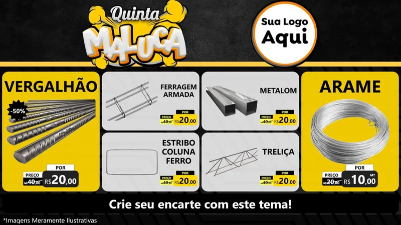 Modelo de TV para TV Horizontal com o tema Quinta Maluca para Ferragens