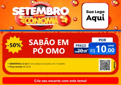 Modelo de Cartaz para Cartaz A4 Horizontal com o tema Operação Setembro Com Muita Economia para Produtos de Limpeza