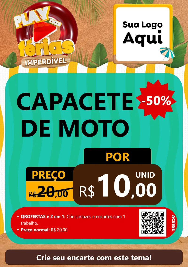 Modelo de Cartaz para Cartaz A4 Vertical com o tema Play Nas Férias Imperdível para Moto peças