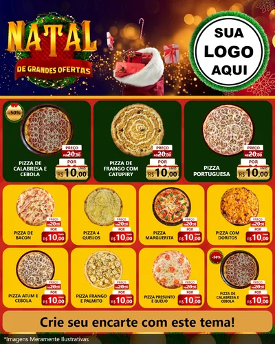 Modelo de Rede Social para Feed Instagram com o tema Natal de Grandes Ofertas para Pizzaria