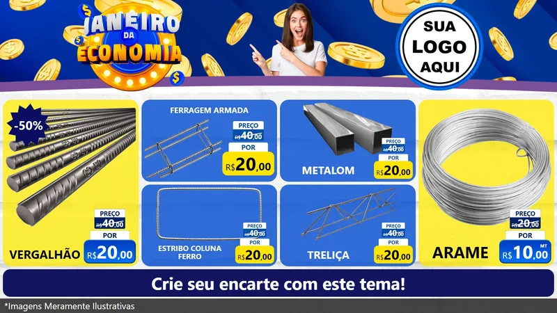 Modelo de TV para TV Horizontal com o tema Janeiro da Economia para Ferragens