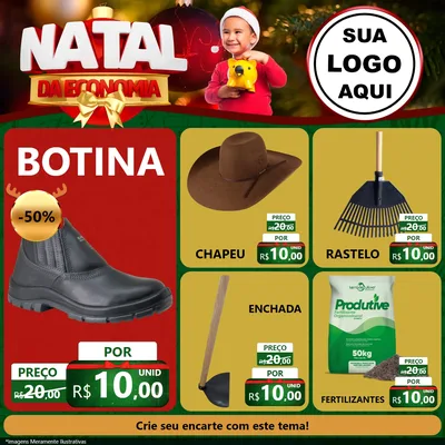 Modelo de Rede Social para Feed Facebook com o tema Natal da Economia para Agropecuária