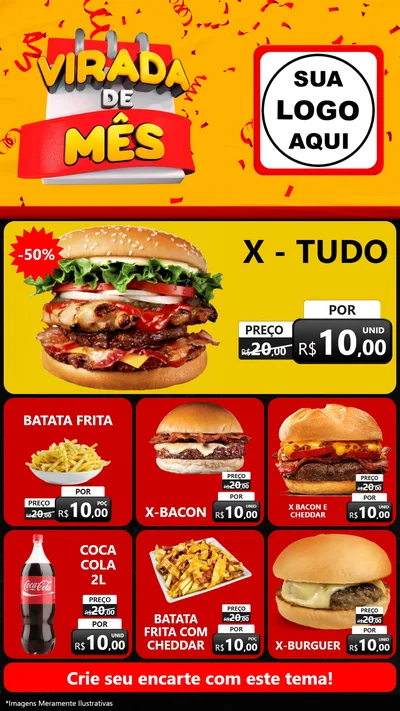 Modelo de Rede Social para Stories com o tema Virada de Mês para Hamburgueria