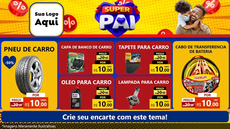 Modelo de TV para TV Horizontal com o tema Super Pai para Auto peças