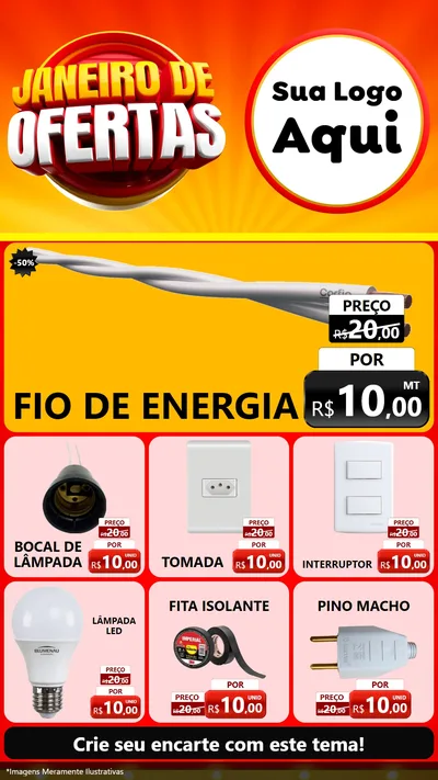 Modelo de Rede Social para Stories com o tema Janeiro de Ofertas para Materiais Elétricos
