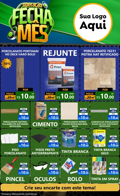 Modelo de Encarte para Encarte Grande com o tema Operação Fecha Mês para Pisos e revestimentos