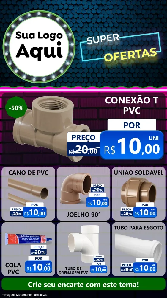 Modelo de Rede Social para Stories com o tema Super Ofertas para Tubos e conexões