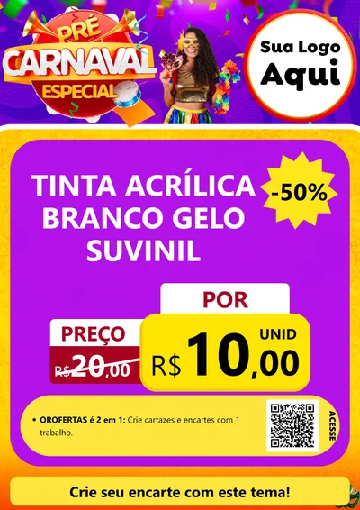 Modelo de Cartaz para Cartaz A4 Vertical com o tema Pré-Carnaval Especial para Tintas e Ferramentas