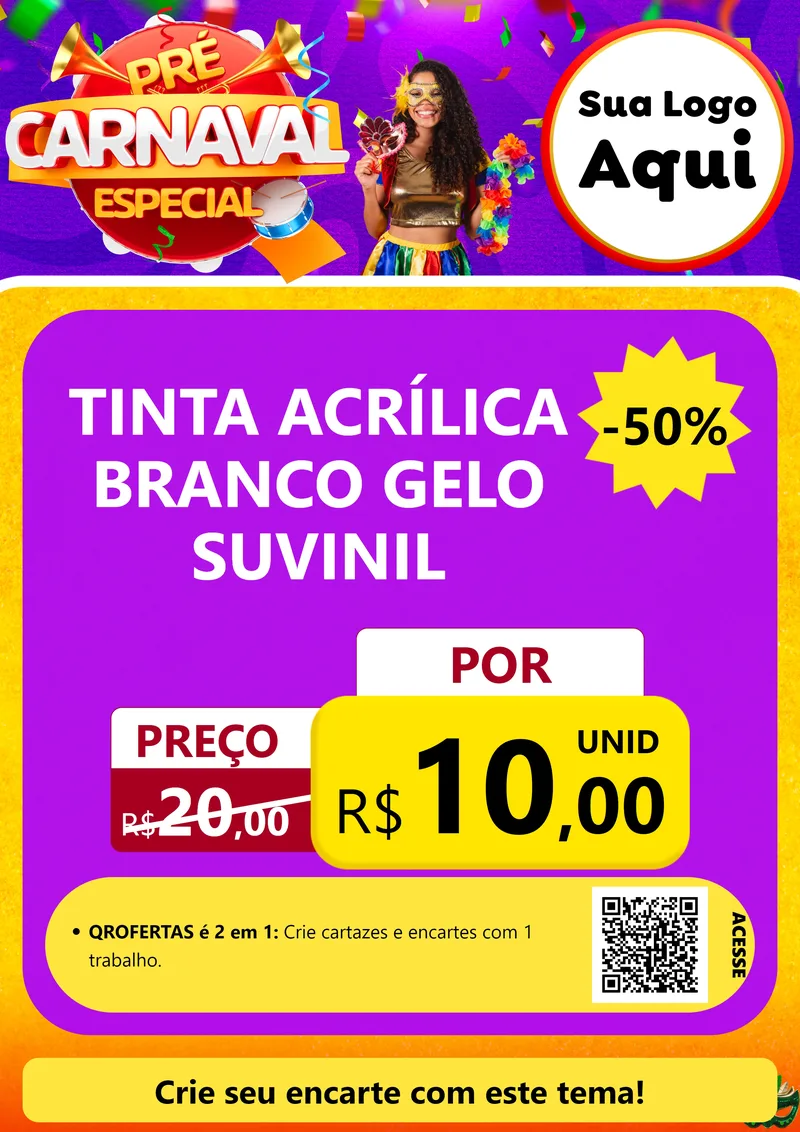 Modelo de Cartaz para Cartaz A4 Vertical com o tema Pré-Carnaval Especial para Tintas e Ferramentas