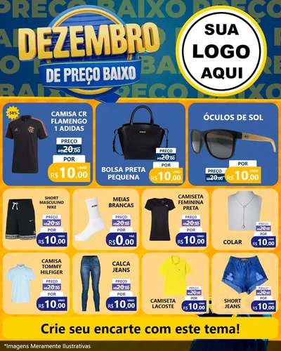 Modelo de Rede Social para Feed Instagram com o tema Dezembro de Preço Baixo para Roupas e acessórios