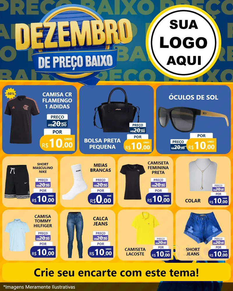 Modelo de Rede Social para Feed Instagram com o tema Dezembro de Preço Baixo para Roupas e acessórios