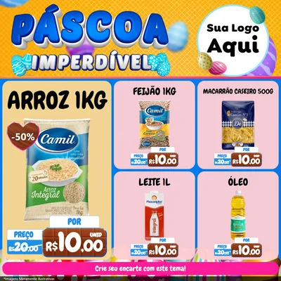 Modelo de Rede Social para Feed Facebook com o tema Páscoa Imperdível para Supermercado