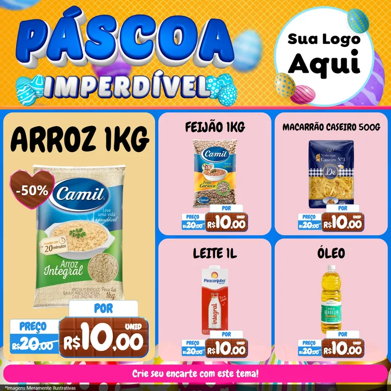 Modelo de Rede Social para Feed Facebook com o tema Páscoa Imperdível para Supermercado