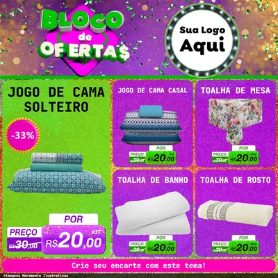 Modelo de Rede Social para Feed Facebook com o tema Bloco de Ofertas para Cama, Mesa e Banho