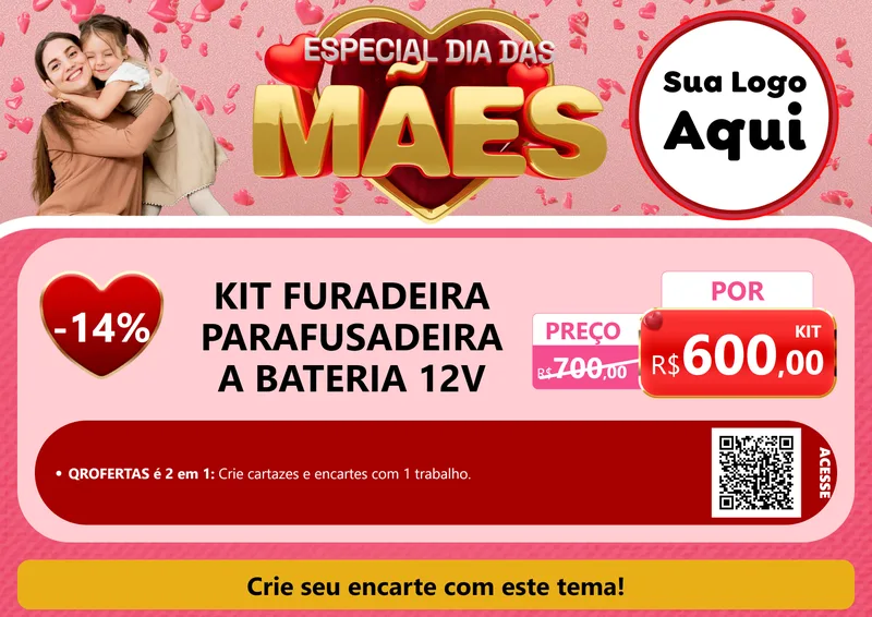 Modelo de Cartaz para Cartaz A4 Horizontal com o tema Especial Dia Das Mães para Maquinas e Ferramentas