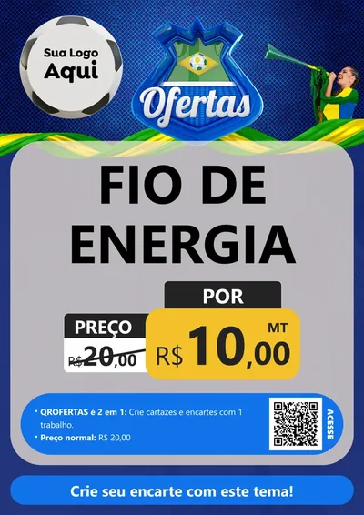 Modelo de Cartaz para Cartaz A4 Vertical com o tema Ofertas (Futebol) para Materiais Elétricos