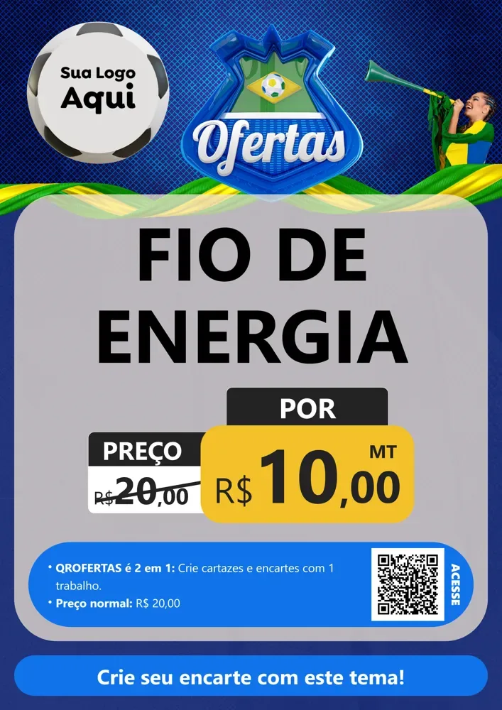 Modelo de Cartaz para Cartaz A4 Vertical com o tema Ofertas (Futebol) para Materiais Elétricos