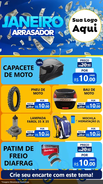 Modelo de TV para TV Vertical com o tema Janeiro Arrasador para Moto peças