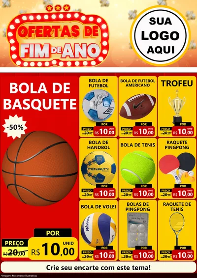 Modelo de Encarte para Encarte A4 Vertical com o tema Ofertas de Fim de Ano para Artigos Esportivos