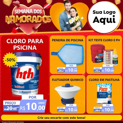Modelo de Rede Social para Feed Facebook com o tema Semana dos Namorados para Produtos para Piscina
