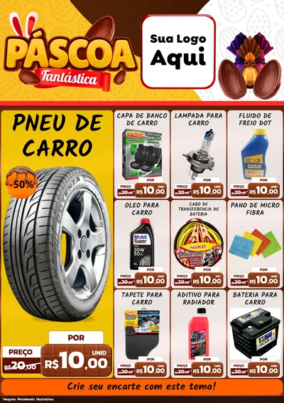 Modelo de Encarte para Encarte A4 Vertical com o tema Páscoa Fantástica para Auto peças