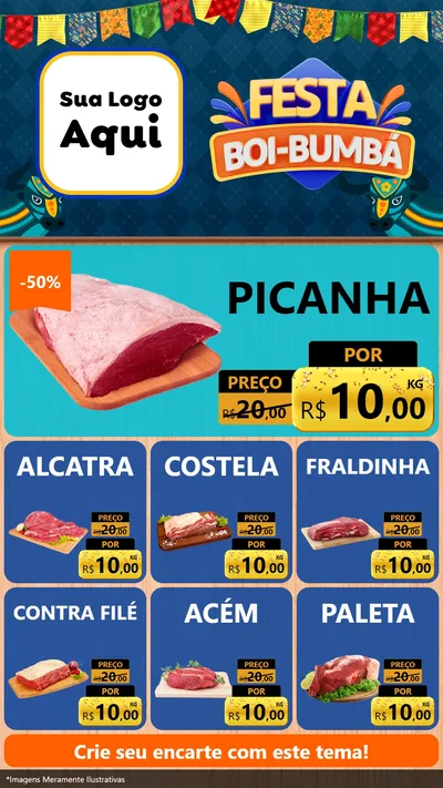 Modelo de Rede Social para Stories com o tema Festa Boi Bumbá para Açougue