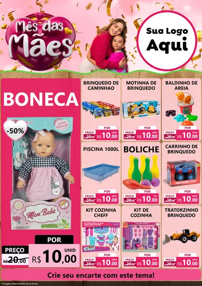 Modelo de Encarte para Encarte A4 Vertical com o tema Mês das Mães para Brinquedos