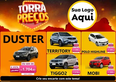 Modelo de Encarte para Encarte A4 Horizontal com o tema Torra Preços para Concessionaria de Carros