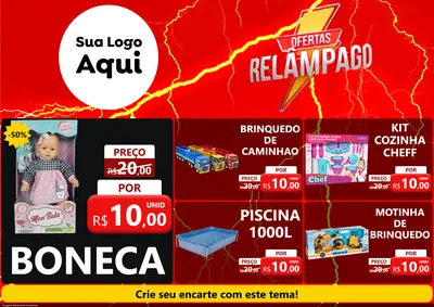 Modelo de Encarte para Encarte A4 Horizontal com o tema Ofertas Relâmpago para Brinquedos