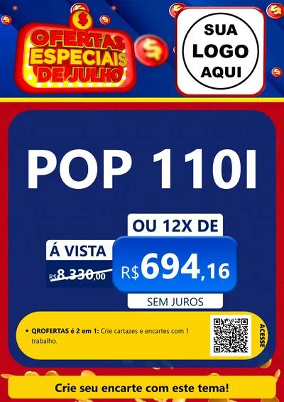 Modelo de Cartaz para Cartaz A4 Vertical com o tema Ofertas Especiais de Julho para Concessionaria de Motos