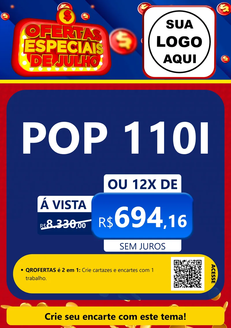 Modelo de Cartaz para Cartaz A4 Vertical com o tema Ofertas Especiais de Julho para Concessionaria de Motos
